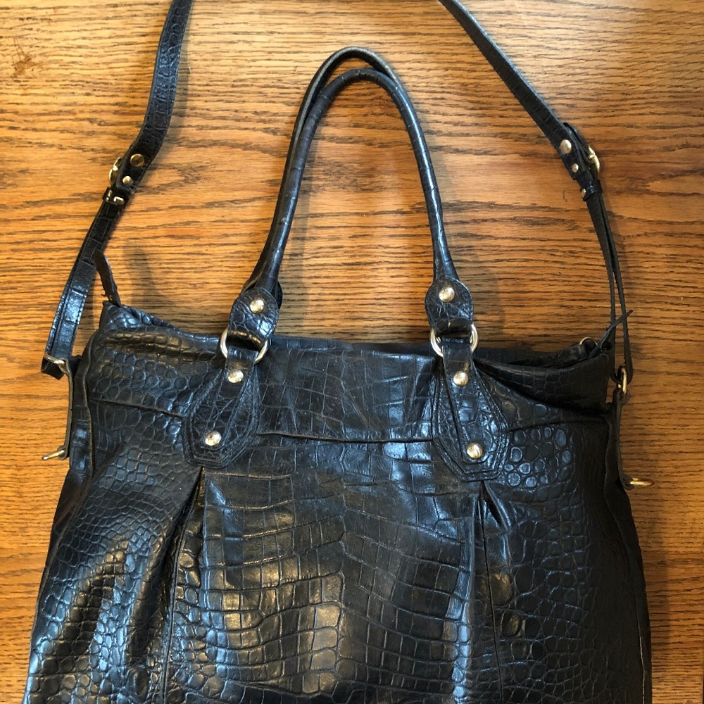 Cavalcanti Black Leather Shoulder Bag / Tote Bag